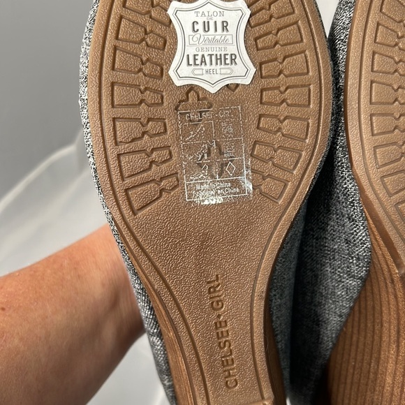 Chelsee Girl Heavenly Grey Tweed Round Toe Wedge Textile Leather Cushion Size 10 - Picture 8 of 10